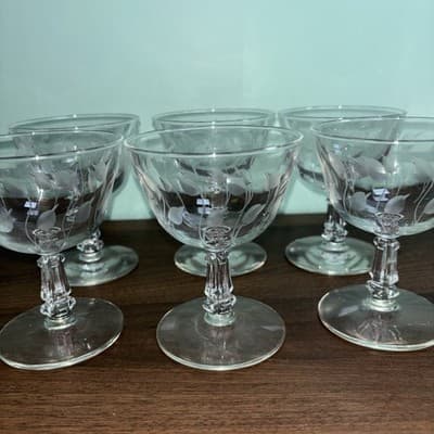 Libby Rock Sharpe Classic Champagne Coupe 4.5”Glasses Set Of 6 Vintage MCM Lea - Thumbnail 2