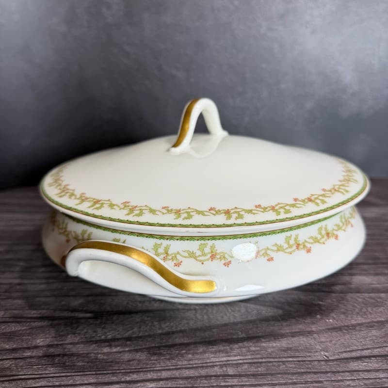 Antique Theodore Haviland Limoges France Round Covered Vegetable Casserole Dish - Thumbnail 8