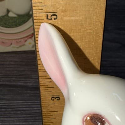 Rabbit Candle Holder Avon 1980 Bunny W Basket And Flowers VTG Easter Spring - Thumbnail 13