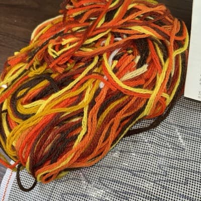 Artcraft Concepts Needlepoint Yarn Canvas 5504 Sunset Harbor Sunset Orange Boats - Thumbnail 4