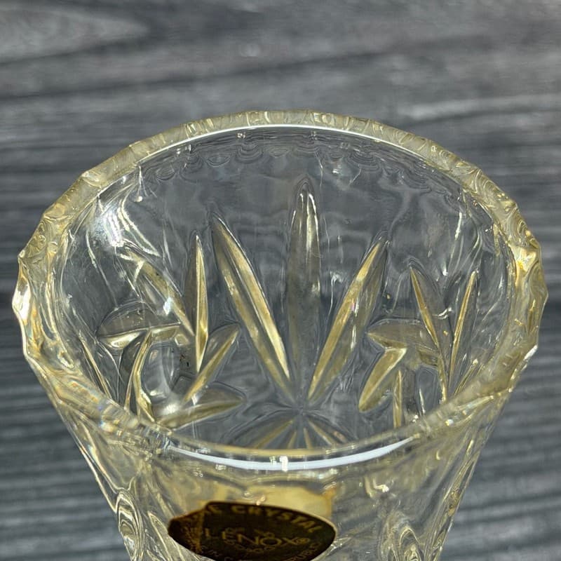 Lenox Fine Crystal Star Cut Bud Vase Made in Czech Republic 4" - Thumbnail 4