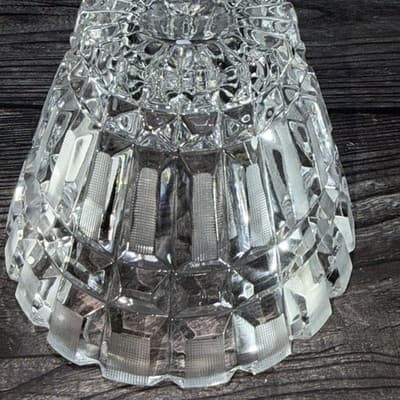 Vintage Art Deco Lead Cut Crystal Panel Cross Hatch Oval Bowl Centerpiece 7x5” - Thumbnail 13