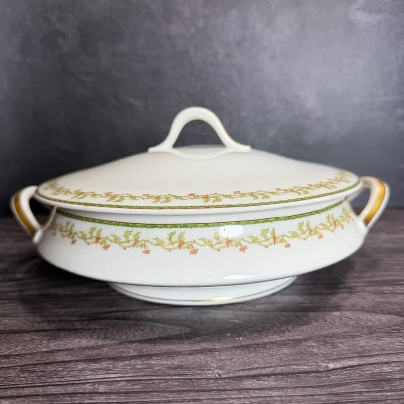 Antique Theodore Haviland Limoges France Round Covered Vegetable Casserole Dish - Thumbnail 5