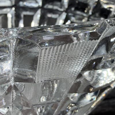 Vintage Art Deco Lead Cut Crystal Panel Cross Hatch Oval Bowl Centerpiece 7x5” - Thumbnail 10