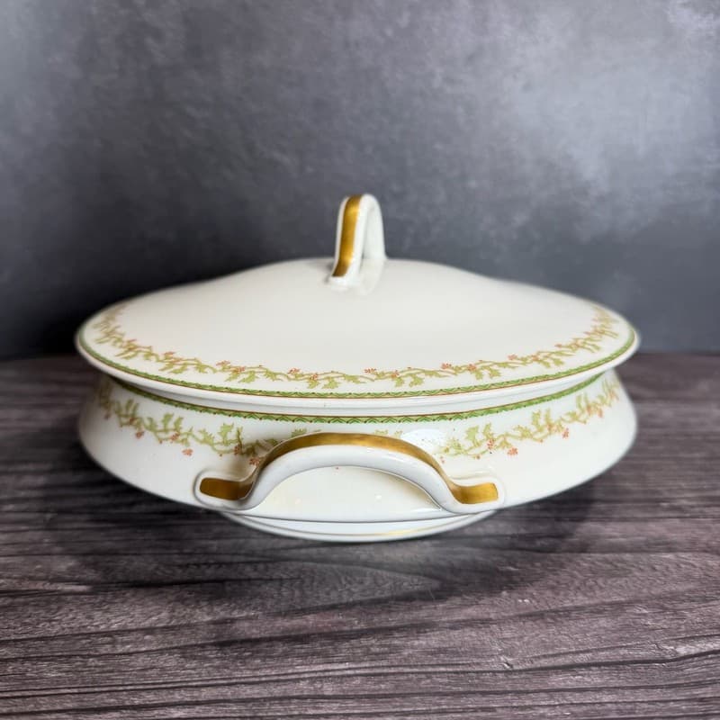 Antique Theodore Haviland Limoges France Round Covered Vegetable Casserole Dish - Thumbnail 4