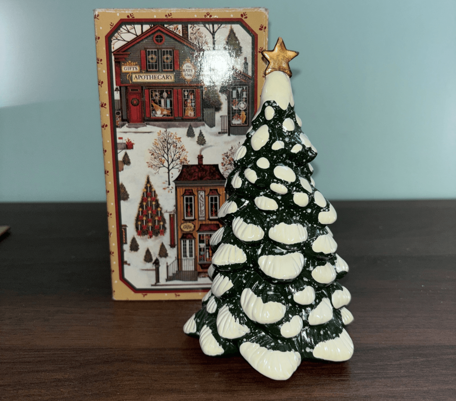 Vintage 1982 McConnell's Corners Town Christmas Tree Figurine by AVON in Box