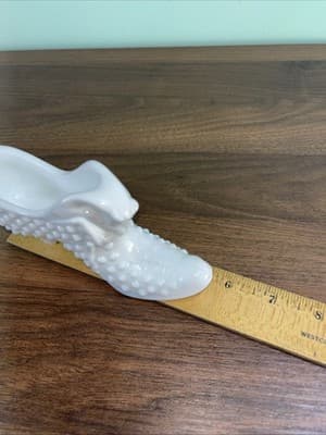 Vintage Paper Label Fenton Milk Glass Hobnail Cat Head High Heel Shoe Slipper - Thumbnail 10