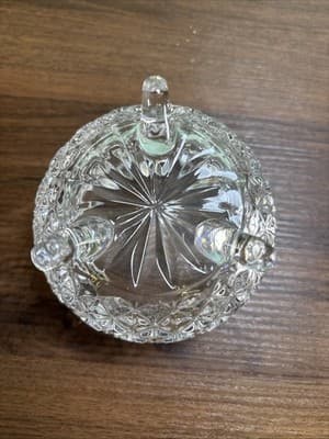Vintage Bohemia Czech Republic Crystal Footed Candy Trinket Dish w/Butterfly Lid - Thumbnail 9