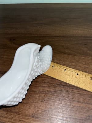 Vintage Paper Label Fenton Milk Glass Hobnail Cat Head High Heel Shoe Slipper - Thumbnail 11