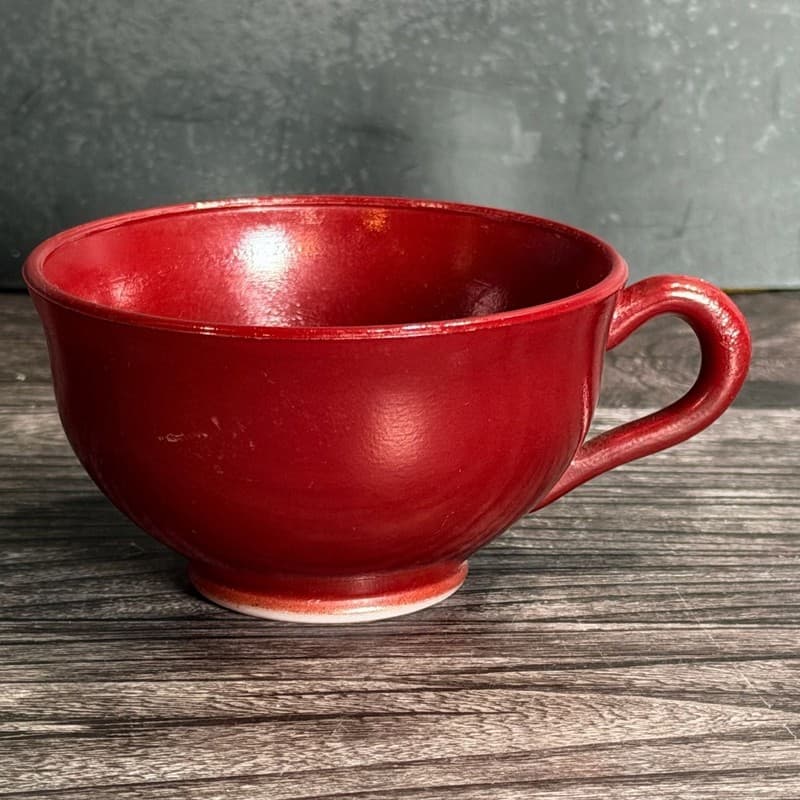 Hazel-Atlas Red Fired-On Milk Glass Coffee Cup Teacup 3"