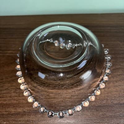 Vintage Imperial Candlewick Heart Shaped Bowl Clear Glass Hobnail Beaded Edge - Thumbnail 7