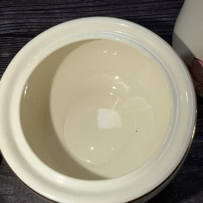 HOMER LAUGHLIN USA RHYTHM PINK MAGNOLIA Creamer & Sugar Bowl with Lid - Thumbnail 7