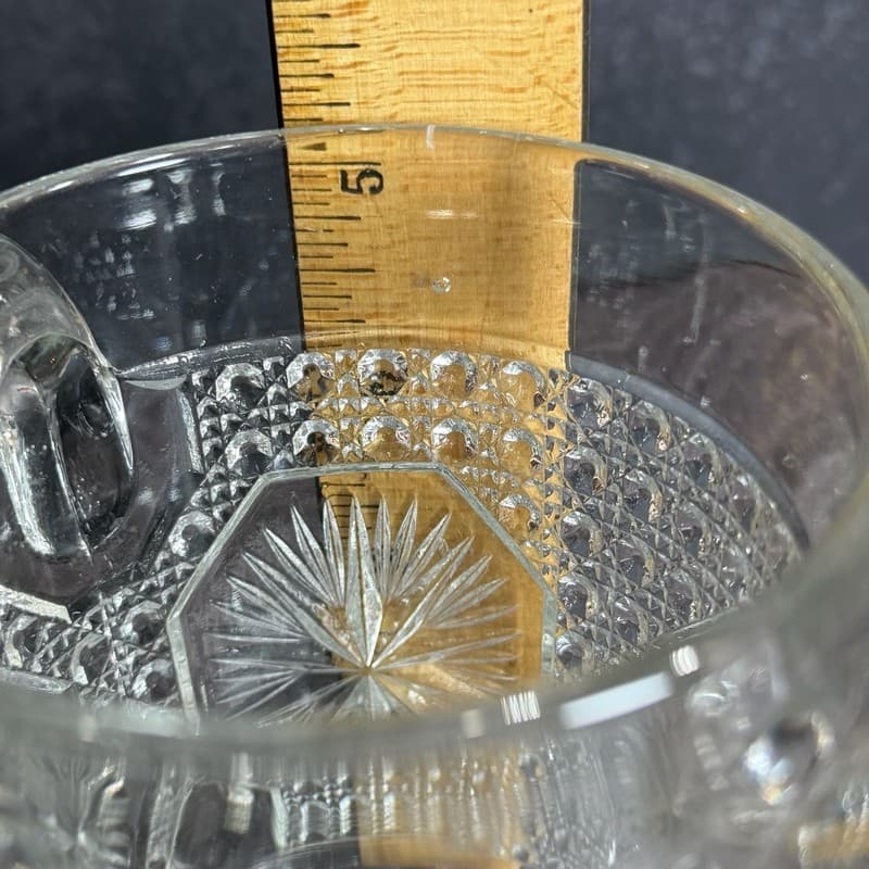 Vintage Imperial Glass Amelia Star Medallion Double Handled Celery Vase Spooner - Thumbnail 12