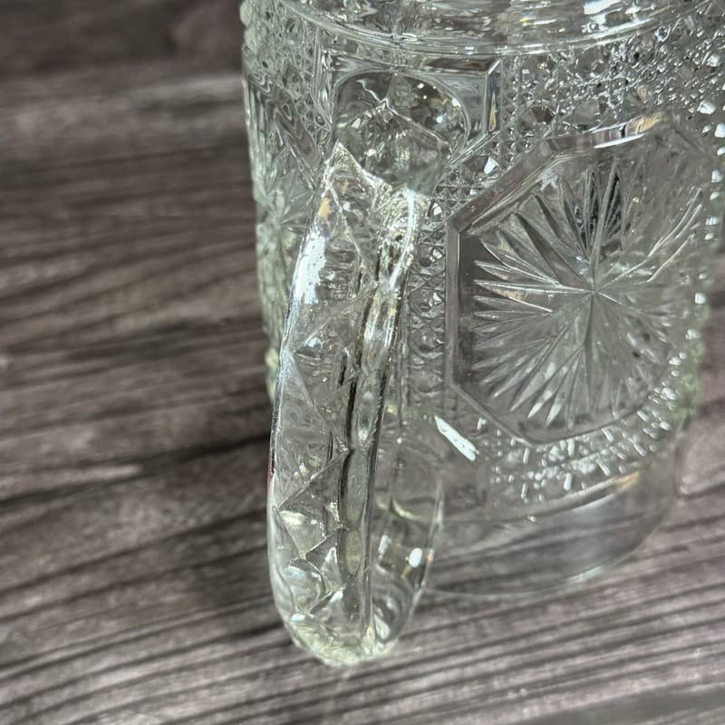 Vintage Imperial Glass Amelia Star Medallion Double Handled Celery Vase Spooner - Thumbnail 14
