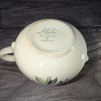 HOMER LAUGHLIN USA RHYTHM PINK MAGNOLIA Creamer & Sugar Bowl with Lid - Thumbnail 16