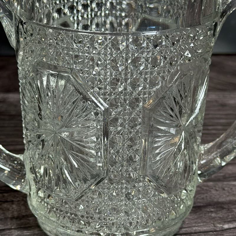 Vintage Imperial Glass Amelia Star Medallion Double Handled Celery Vase Spooner - Thumbnail 2
