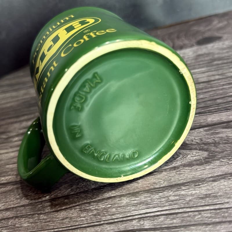 Vintage MJB Premium Instant Coffee Green Ceramic Mug Made in England 3.5" - Thumbnail 3