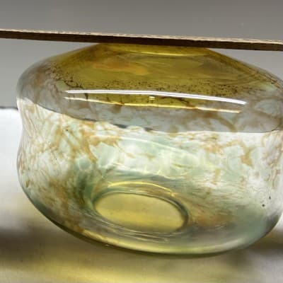 Amber - Turquoise ART GLASS VASE with Brown And Teal Swirls Hand Blown - Thumbnail 6