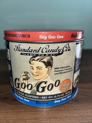 Vintage Goo Goo for Candy Tin Standard Candy Co Nashville, TN Clusters Lunch - Thumbnail 7