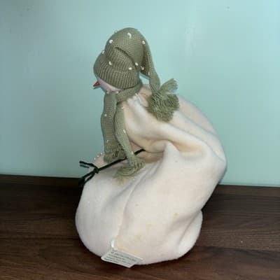 Snowman Fleece Vintage Raz Imports Pillowy Melty Look Soft Winter Decor Green - Thumbnail 8