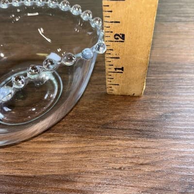 Vintage Imperial Candlewick Heart Shaped Bowl Clear Glass Hobnail Beaded Edge - Thumbnail 10