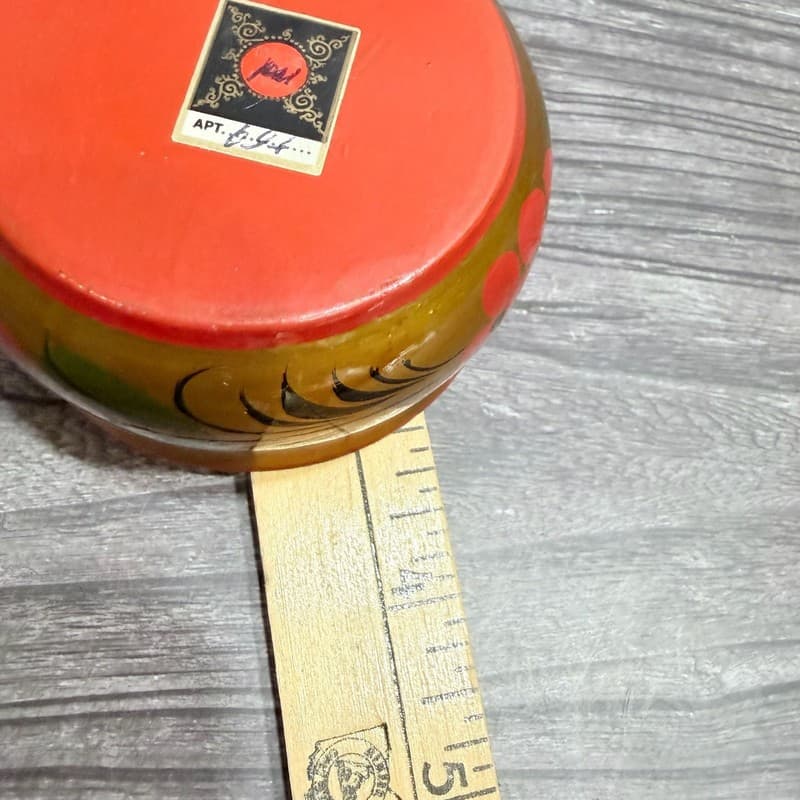 Vintage Russian Khokhloma Hand Painted Lacquered Wooden Bowl USSR - Thumbnail 9