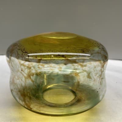 Amber - Turquoise ART GLASS VASE with Brown And Teal Swirls Hand Blown - Thumbnail 10