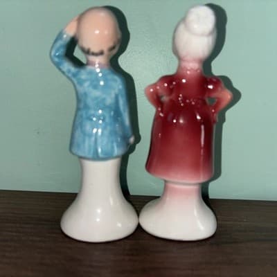 Vintage 1960's Old Man Old Pregnant Lady Salt and Pepper Shakers Enesco Japan - Thumbnail 5