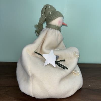 Snowman Fleece Vintage Raz Imports Pillowy Melty Look Soft Winter Decor Green - Thumbnail 5