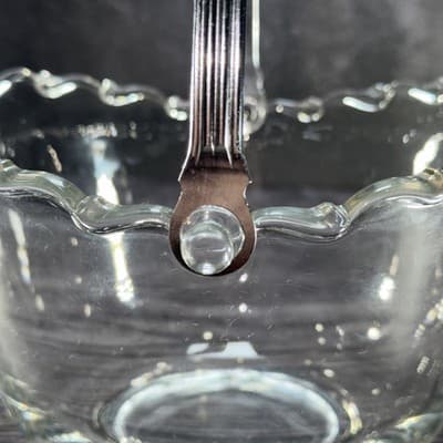 FOSTORIA NAVARRE CRYSTAL *4 3/8" ICE BUCKET w/METAL HANDLE Magnesium Glass Glow - Thumbnail 2