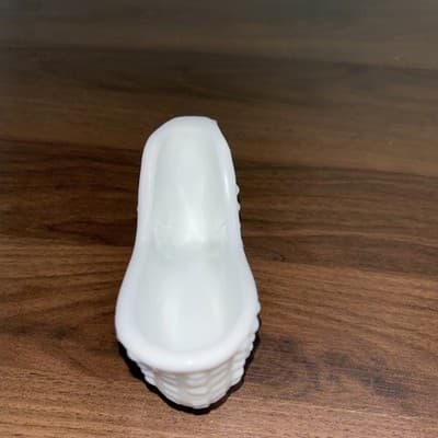 Vintage Paper Label Fenton Milk Glass Hobnail Cat Head High Heel Shoe Slipper - Thumbnail 8