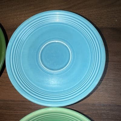 Fiesta Saucers 6" By Homer Laughlin Retired USA Lot of 4 Lime Green Teal Blue - Thumbnail 6