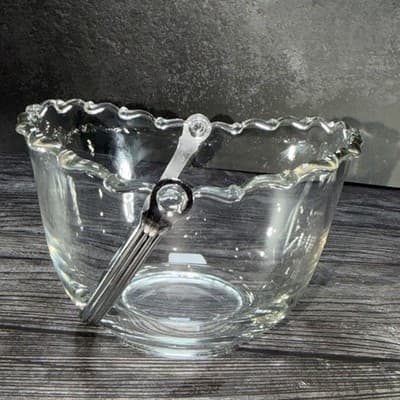 FOSTORIA NAVARRE CRYSTAL *4 3/8" ICE BUCKET w/METAL HANDLE Magnesium Glass Glow - Thumbnail 10