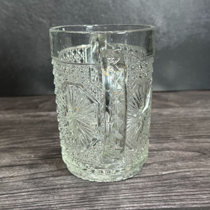 Vintage Imperial Glass Amelia Star Medallion Double Handled Celery Vase Spooner - Thumbnail 7