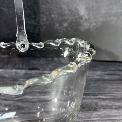 FOSTORIA NAVARRE CRYSTAL *4 3/8" ICE BUCKET w/METAL HANDLE Magnesium Glass Glow - Thumbnail 3