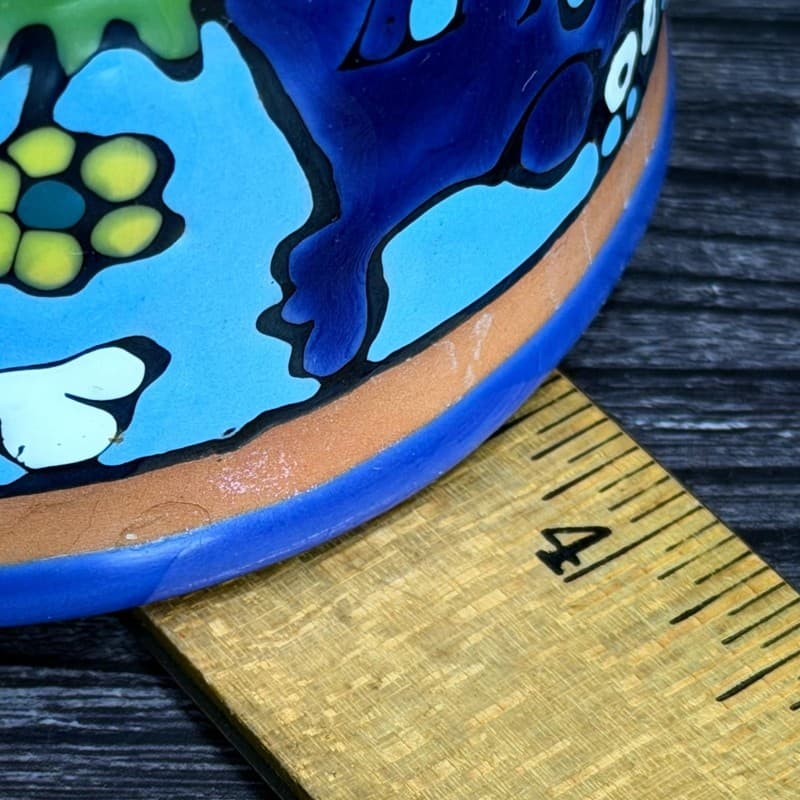 Mara Mexico Stoneware Dog Mug, Hand Painted Blue & Yellow Dogs, 12oz - Thumbnail 9