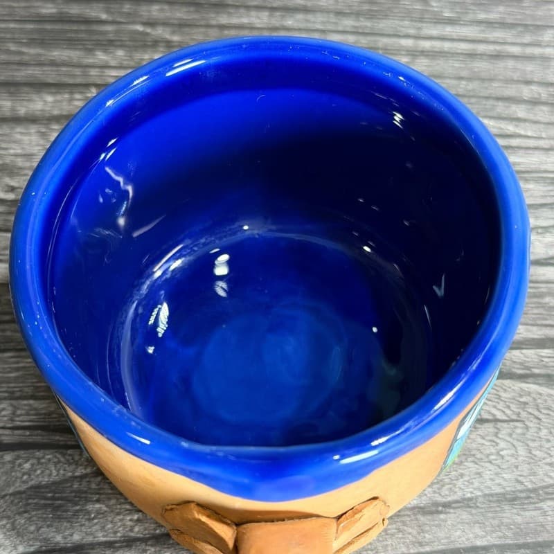 Mara Mexico Stoneware Dog Mug, Hand Painted Blue & Yellow Dogs, 12oz - Thumbnail 7