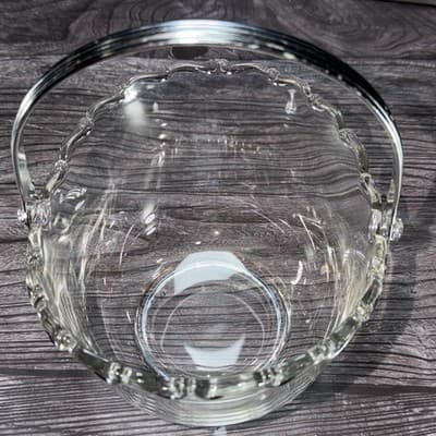FOSTORIA NAVARRE CRYSTAL *4 3/8" ICE BUCKET w/METAL HANDLE Magnesium Glass Glow - Thumbnail 13