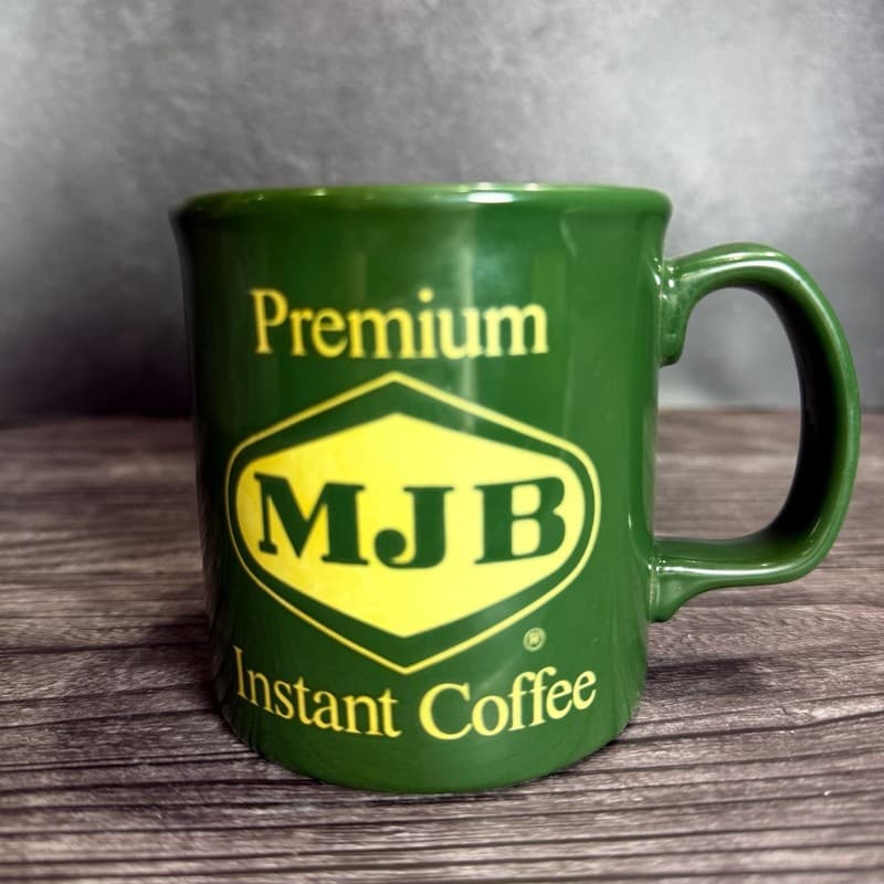 Vintage MJB Premium Instant Coffee Green Ceramic Mug Made in England 3.5"