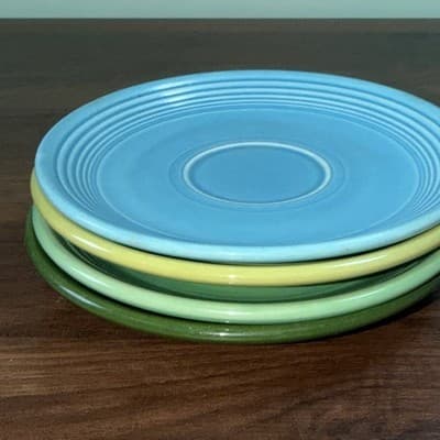 Fiesta Saucers 6" By Homer Laughlin Retired USA Lot of 4 Lime Green Teal Blue - Thumbnail 22