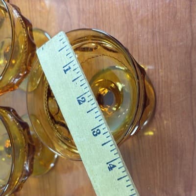 6 INDIANA Amber Glass KINGS CROWN Thumbprint Footed 6oz SHERBET Dessert Dish 3"T - Thumbnail 10