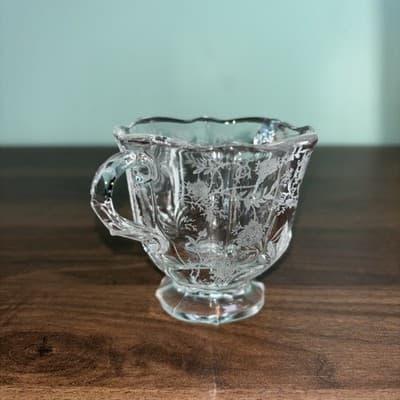 Vtg Fostoria Baroque Chintz Etched Sugar & Creamer 3 5/8” Tall Decorative Glas - Thumbnail 6