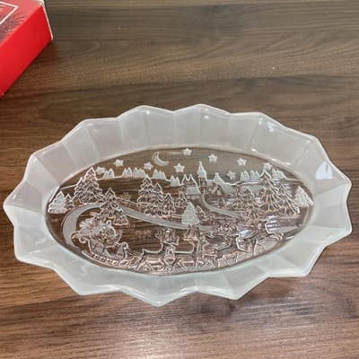 VTG Mikasa Crystal Christmas Silent Night 11.5" TrayServing Platter Santa Scenes - Thumbnail 8