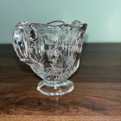 Vtg Fostoria Baroque Chintz Etched Sugar & Creamer 3 5/8” Tall Decorative Glas - Thumbnail 11