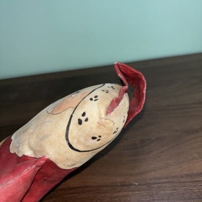 Vintage Hand Painted Fabric Folk Art Santa Claus Sitting Figure Doll 12" - Thumbnail 11