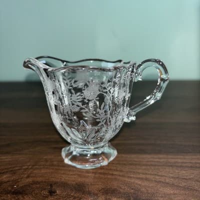Vtg Fostoria Baroque Chintz Etched Sugar & Creamer 3 5/8” Tall Decorative Glas - Thumbnail 12