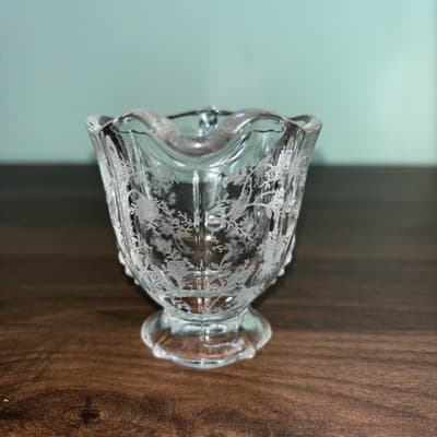 Vtg Fostoria Baroque Chintz Etched Sugar & Creamer 3 5/8” Tall Decorative Glas - Thumbnail 13