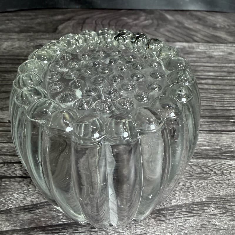 Jeanette National Glass Ribbed Lidded Sugar Jam Jar Hobnail Bottom 5” Vintage - Thumbnail 7