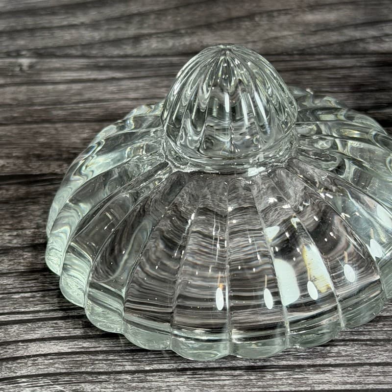 Jeanette National Glass Ribbed Lidded Sugar Jam Jar Hobnail Bottom 5” Vintage - Thumbnail 8