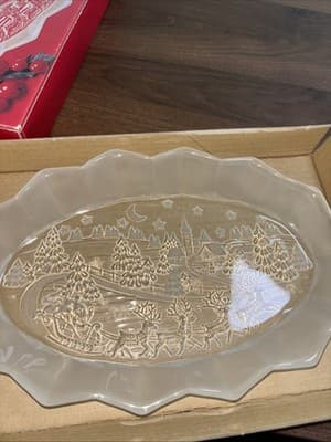 VTG Mikasa Crystal Christmas Silent Night 11.5" TrayServing Platter Santa Scenes - Thumbnail 16